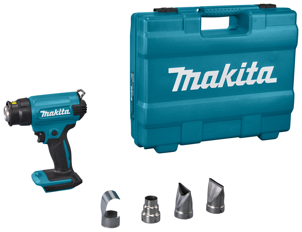 DHG180ZK Makita 18V Heteluchtpistool Zonder accu`s en lader, in kunststof koffer met diverse opzetstukken