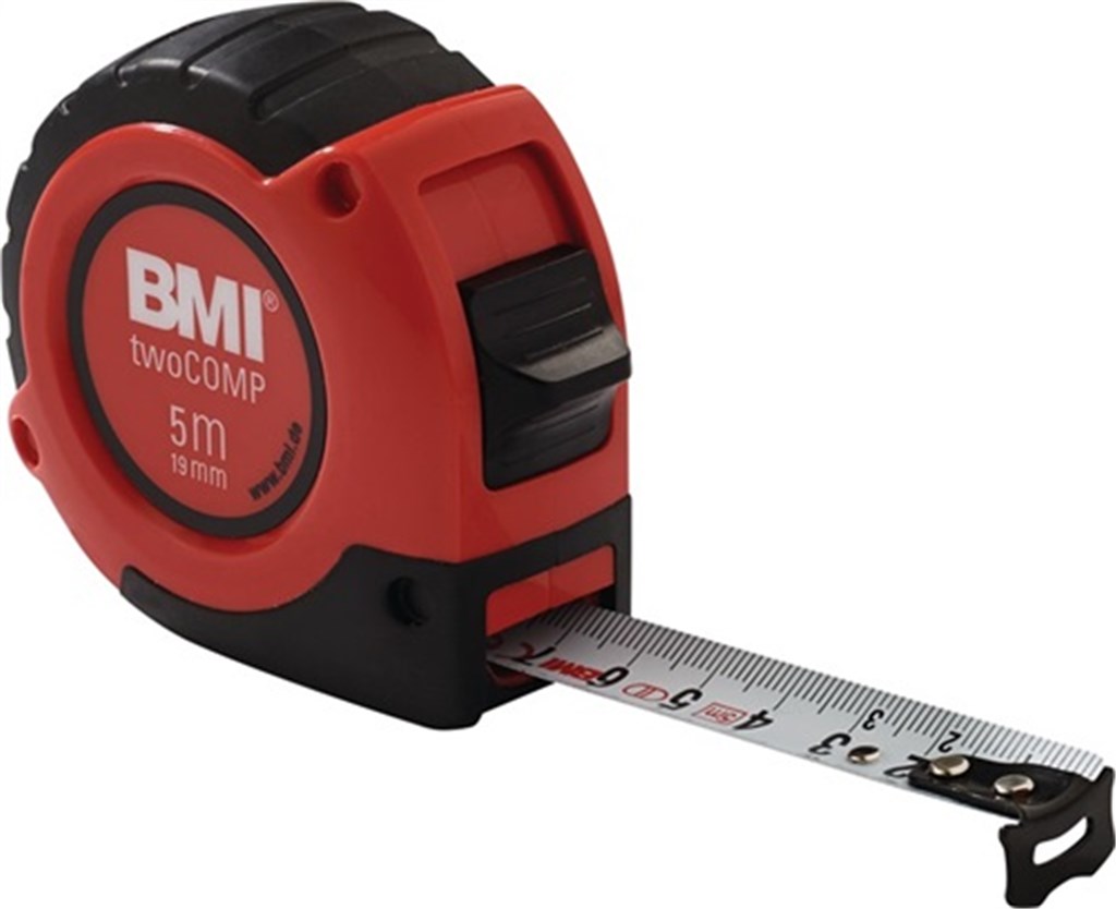 472M - 5mtr BMI Rolbandmaat twoComp lengte 5 m breedte 19mm mm/cm met magneet