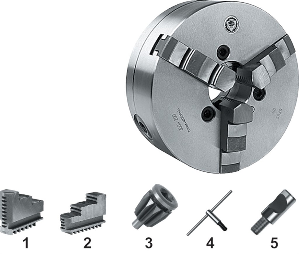 Drie-klauwplaat zelfcentrerend staal camlock 200mm-5Nr. type 3544 DIN55029 85.423