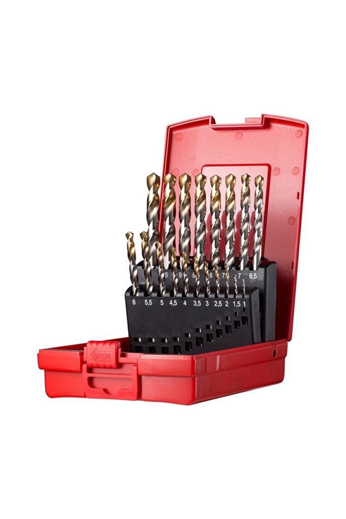 A095201 Dormer DIN338 HSS nr.201 TiN-tip gecoat Spiraalborenset metaal A002 19-dlg 1 t/m 10mm, 0,5mm oplopend