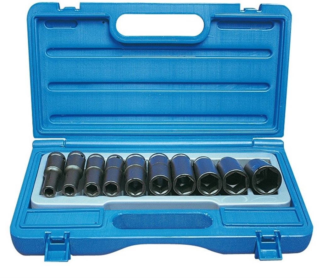 DO69523108 Action Slagdoppenset 1/2"x10 - 11 - 13 - 14 - 17 - 19 - 21 - 22 - 24 - 27mm  6-kant 10-delig