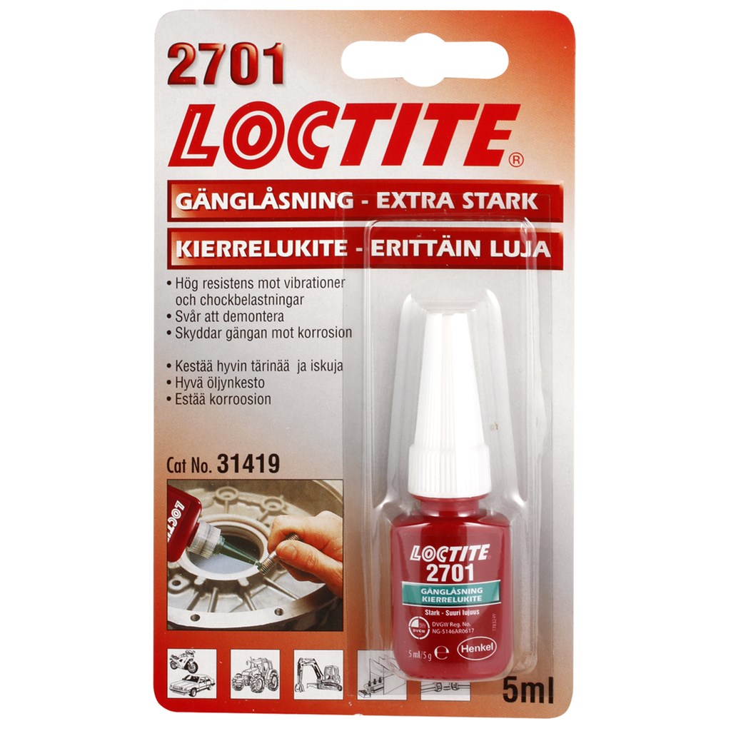 2701 Loctite Schroefdraadborging , hoge sterkte (Blister), 5ml.