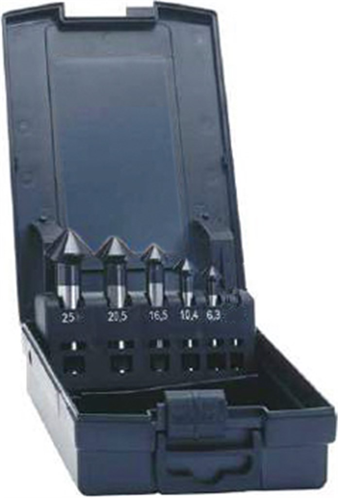 IPV123.C001 IP-V HSS Verzinkfrezenset 6,3/10,4/16,5/20,5/25,0mm Rotastop schacht TiAlN-gecoat 90gr in kunststof cassette (5-dlg)