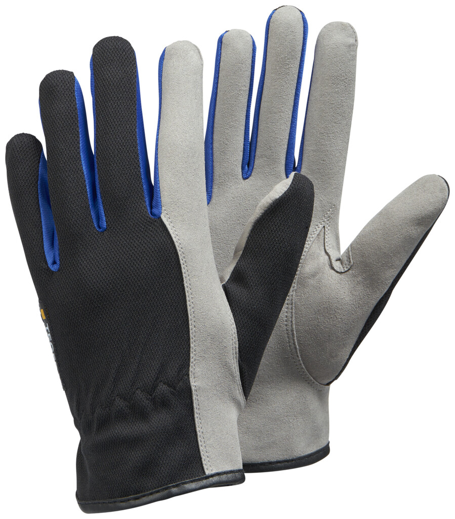 325 TEGERA mt. 10 Assemblage handschoenen, Kunstleer, polyester, niet gevoerd, grijs/zwart/blauw