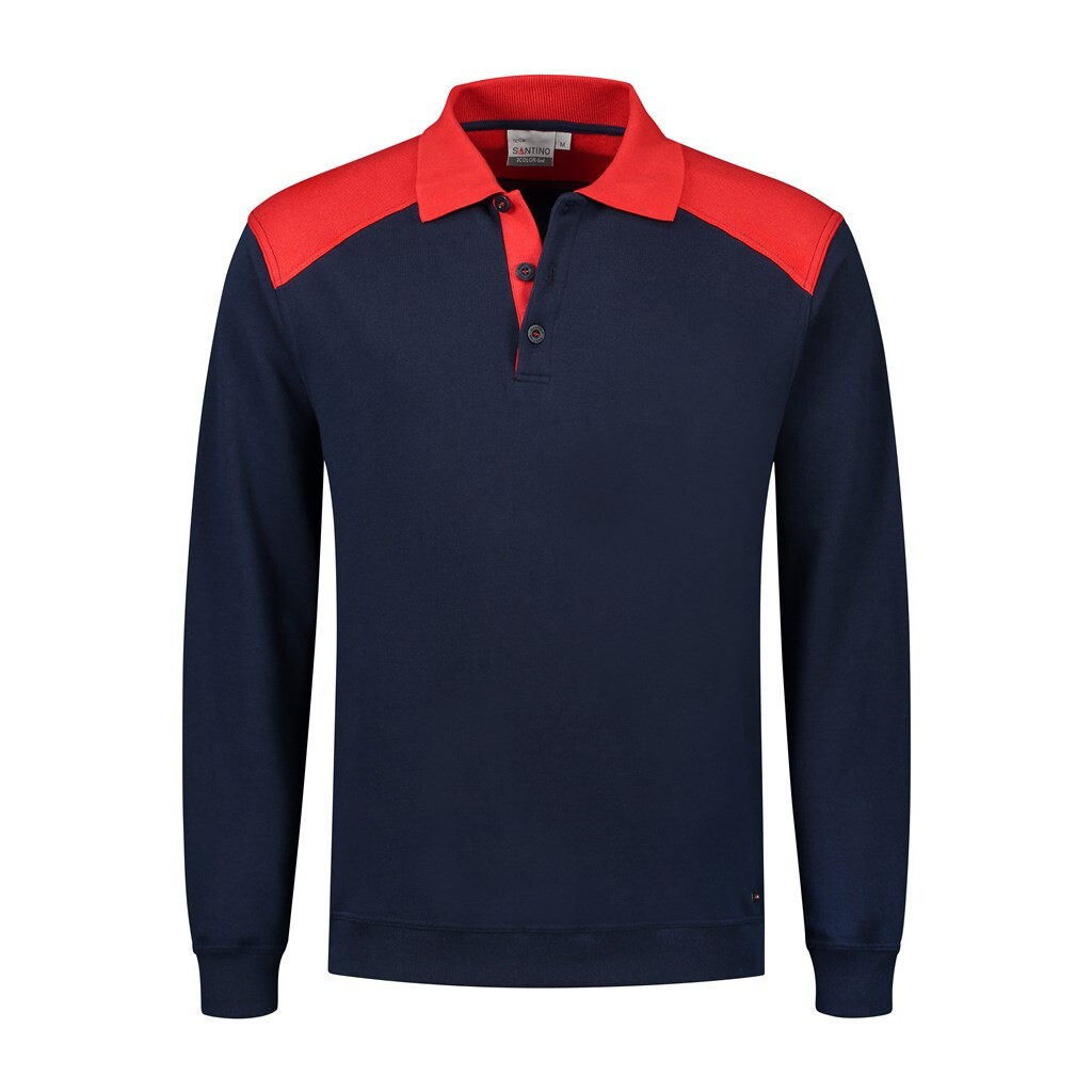 Tesla XL SANTINO 2 Color-Line Polosweater Real Navy / Red mt.XL (Unisex, Regular Fit)