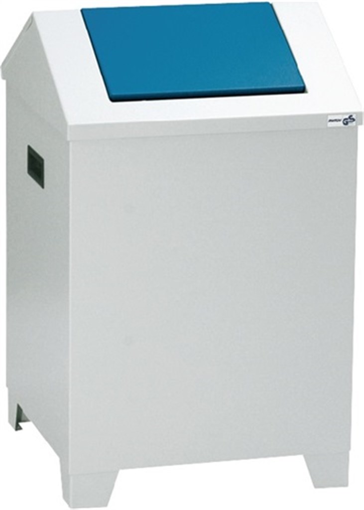 STUMPF Poetsdoekcontainer  behuizing lichtgrijs, RAL 7035 / klep H680xB400xD400mm gentiaanblauw, RAL 5010 staalplaat