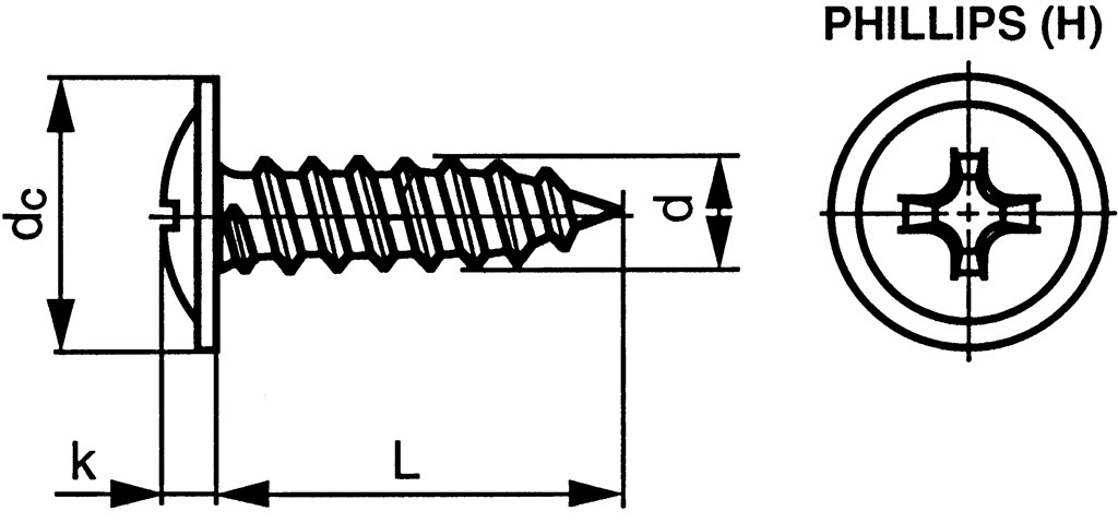 ST3,5x16mm Staal ELVZ zwart gepassiveerd Platbolkopplaatschroef met Phillips kruisgleuf en aangeperste ring