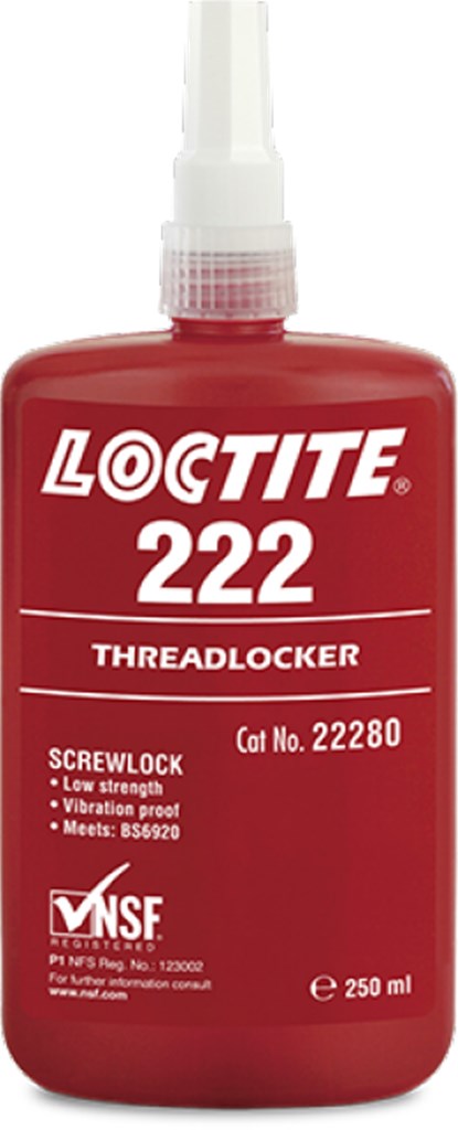 222 Loctite Schroefdraadborging , lage sterkte , algemeen gebruik, 250ml.