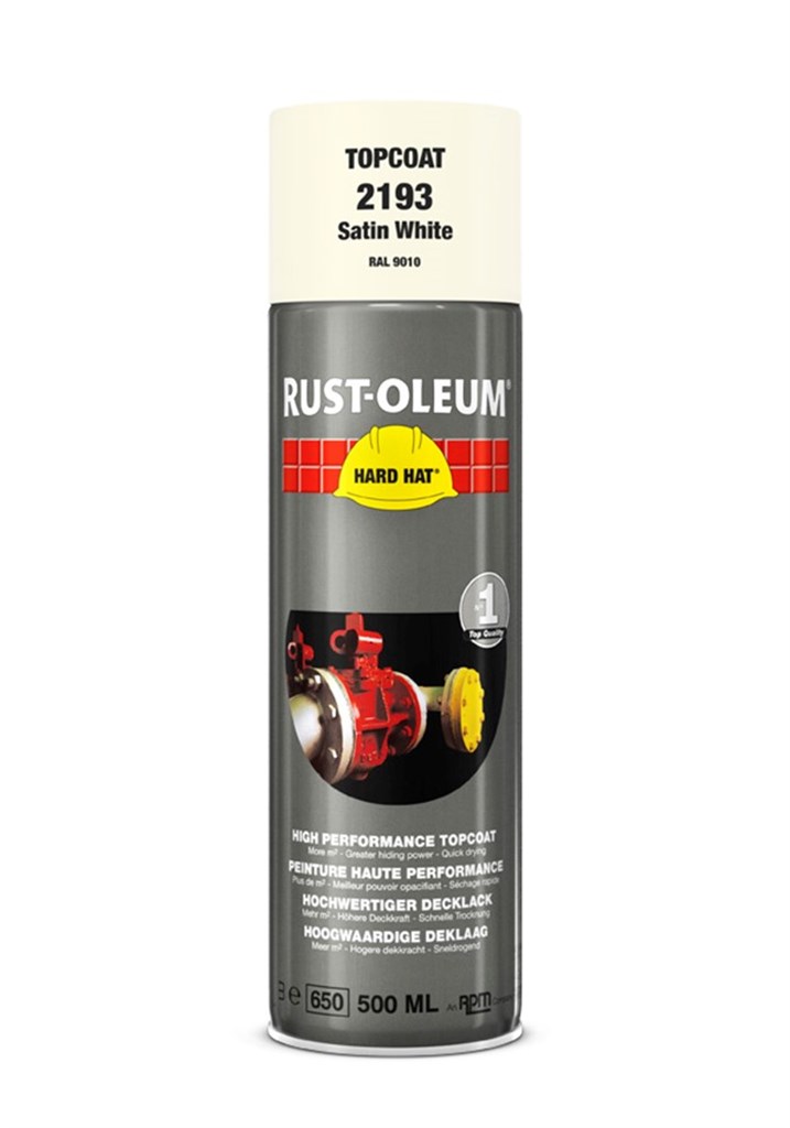 2193 Rust-Oleum Hard Hat deklaag zuiverwit (RAL9010) Spuitbus 500ml