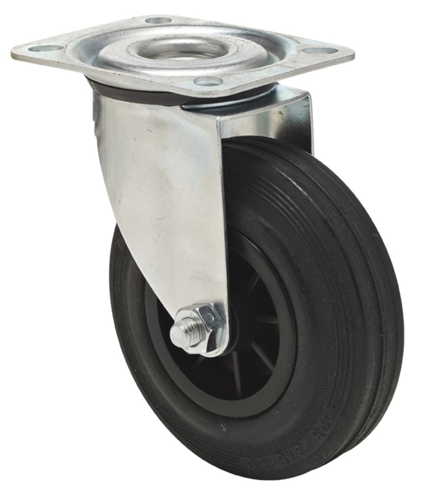 JPPM 1001 1100 Colson Zwenkwiel, Zwart rubberband 85 Shore A