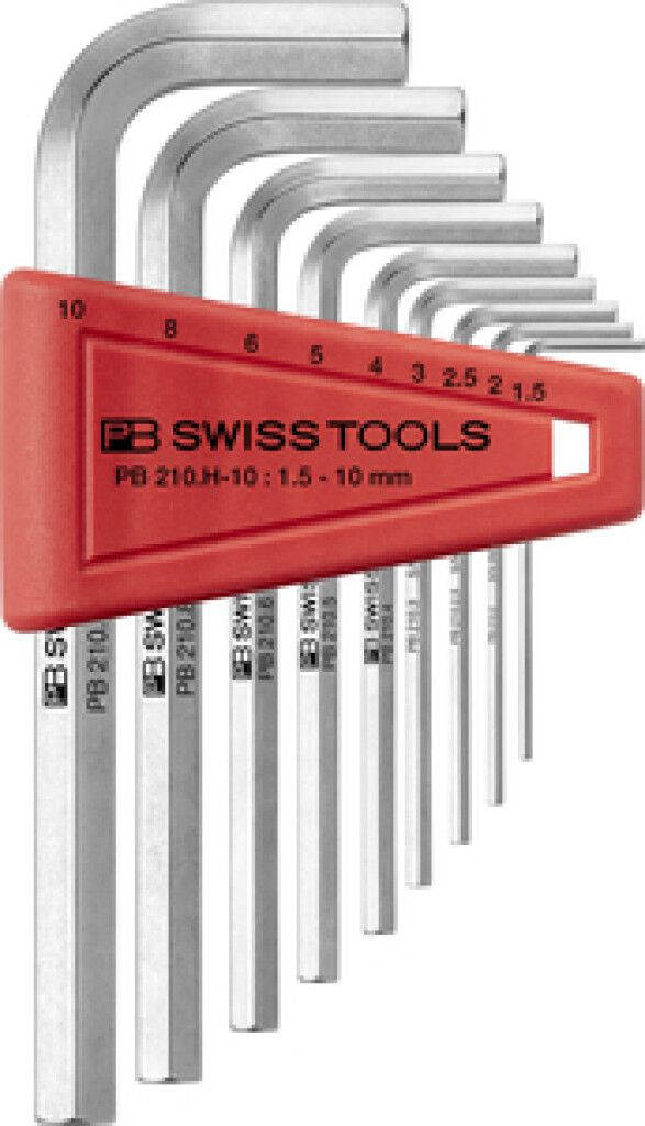 PB 210.H-10 PB SWISS TOOLS stiftsleutels, set in praktische kunststof houder 1,5-2-2,5-3-4-5-6-8-10mm