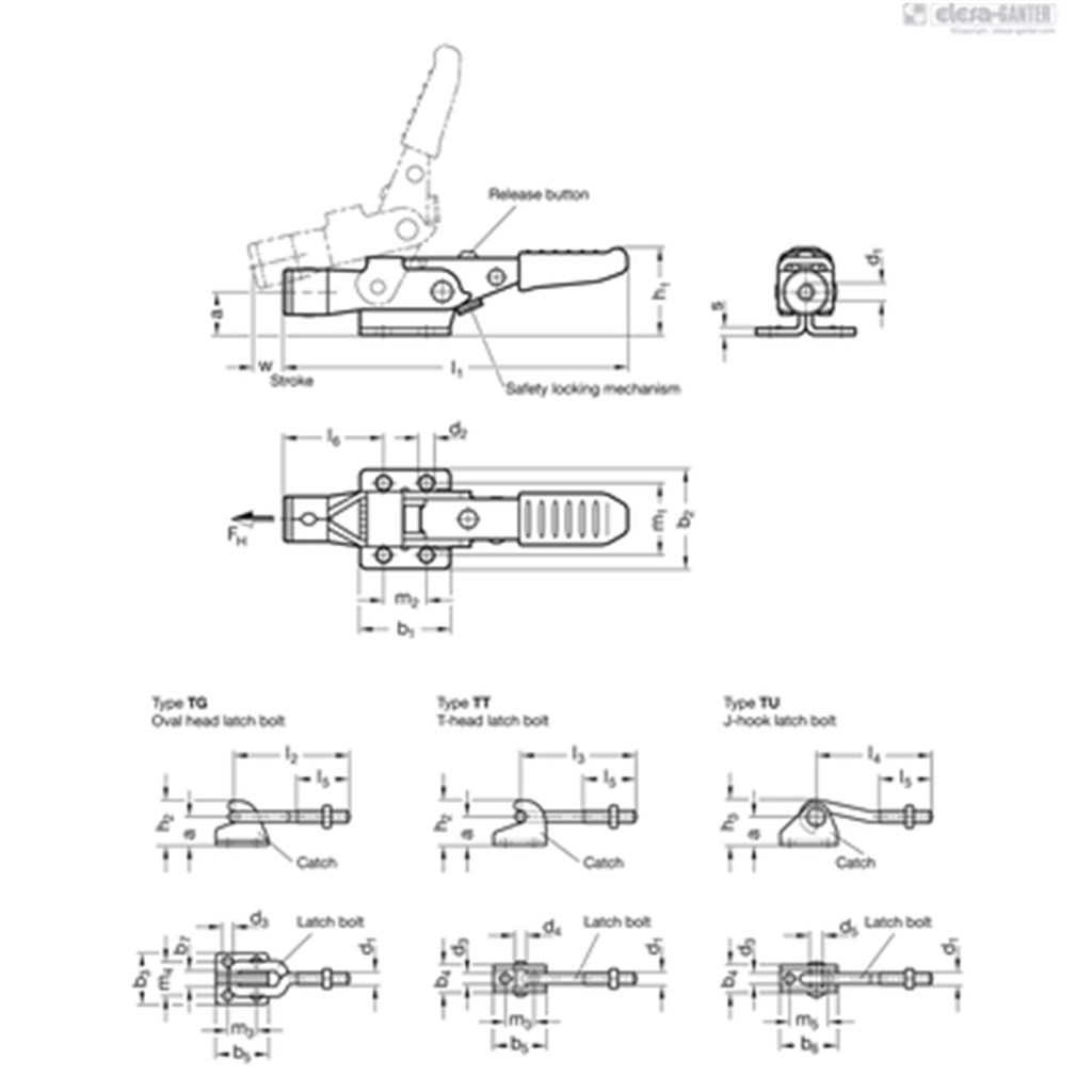 GN 853-160-TG Ganter Horizontale snelspanner