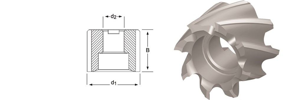 D40040.0 Dormer DIN1880 HSS-E Opsteek mantelkopfrees 40mm N-profiel ongecoat met 8 snijvlakken gat 16mm