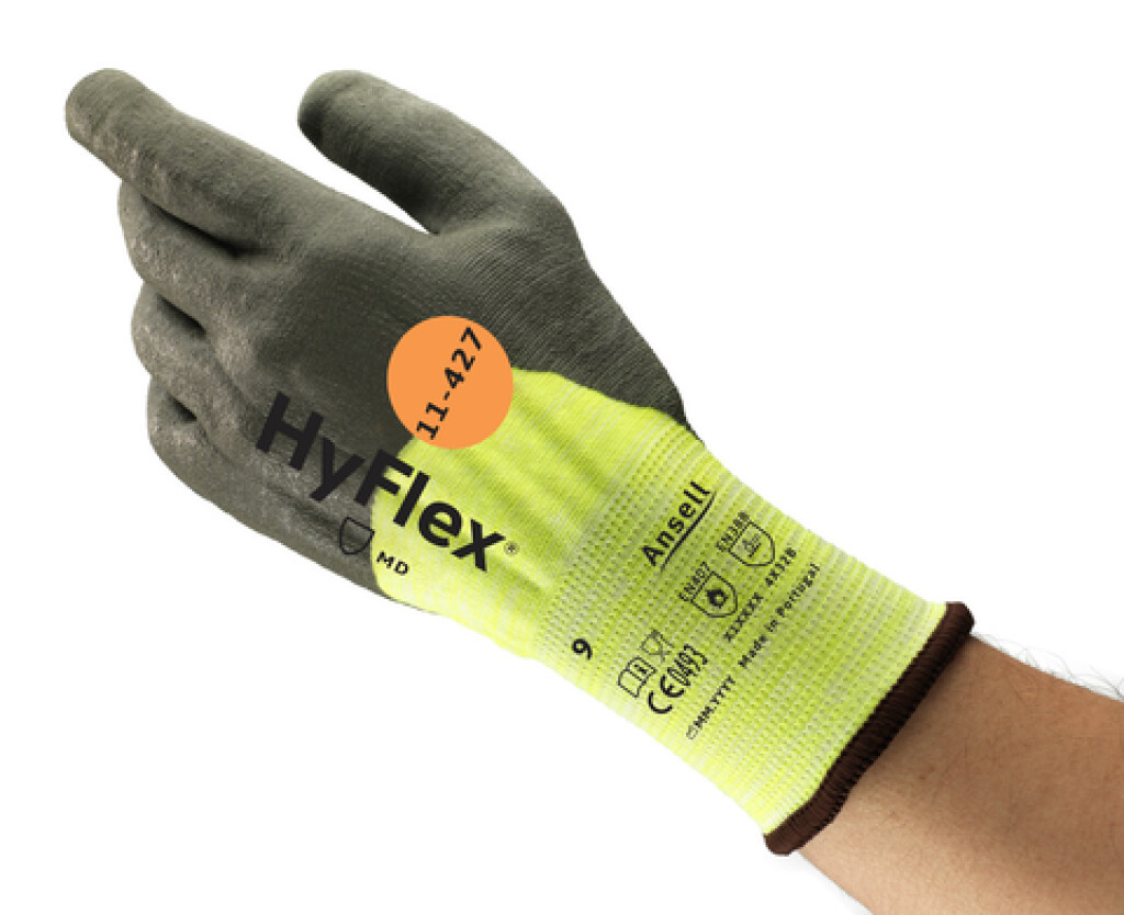 11-427 mt.8 HyFlex Ansell Handschoenen zwart mt.8 Uitstekend comfort en grote beweeglijkheid. Pluisvrije handschoen