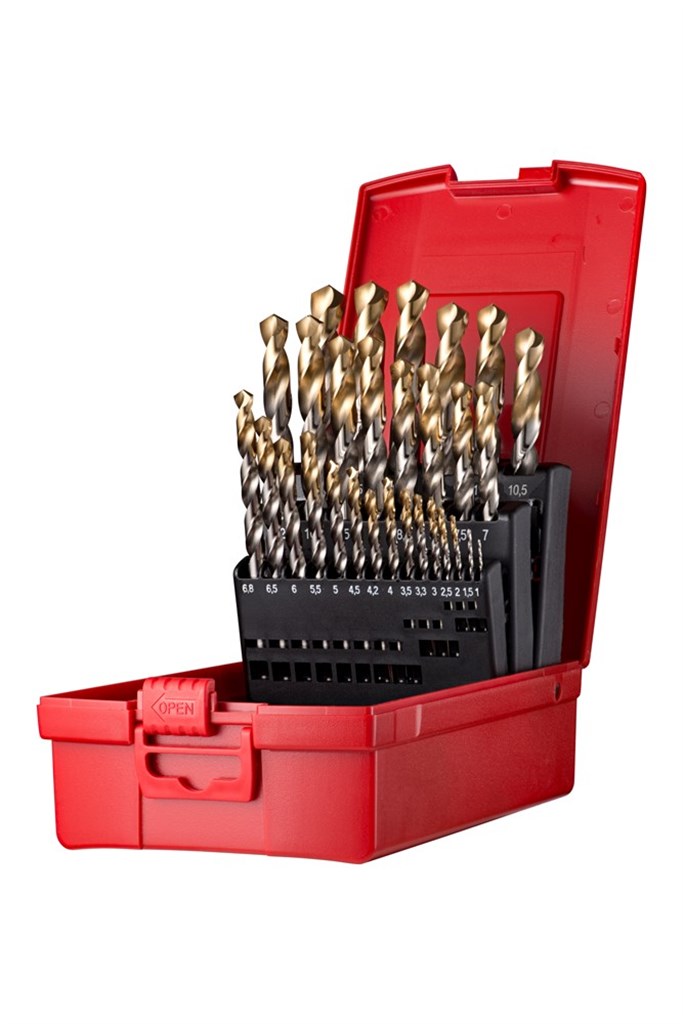 A095206 Dormer DIN338 HSS nr.206 TiN-tip gecoat-Spiraalborenset metaal A002 29-dlg 1 t/m 13mm,  0,5mm oplopend