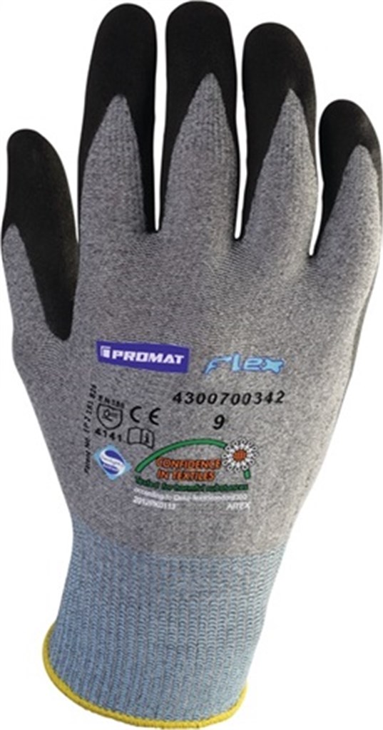 PROMAT Handschoenen flex N maat 8 grijs/zwart EN 388 categorie II
