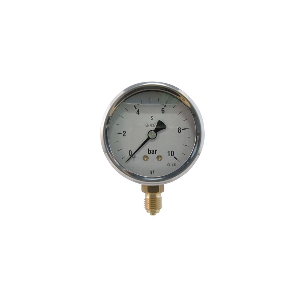 7211 63 0-10b G1/4o gl Manometer kast 63mm RVS 304 0 t/m 10bar G1/4" onderaansluiting glycerine gevuld