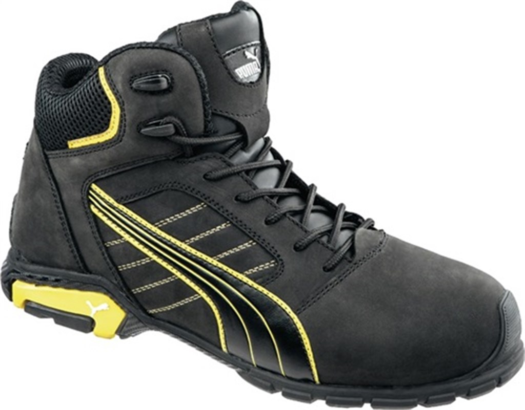 Amsterdam Mid mt.45 Puma Veiligheidsschoen S3 hoog model SRC EN ISO 20345 zwart/geel nubuckleer