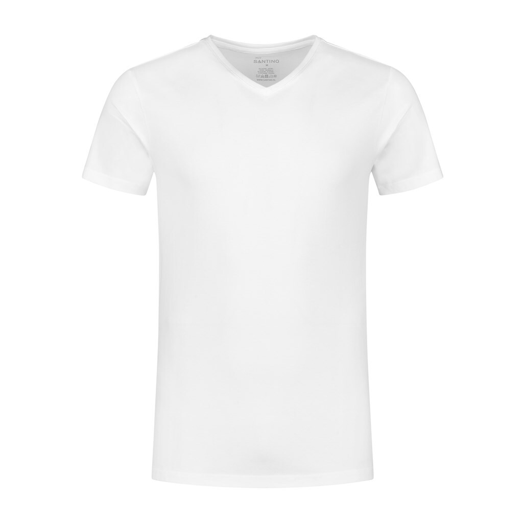 Jazz V-neck M SANTINO Basic Line T-shirt White mt.M (Unisex, Stretch Modern Fit)