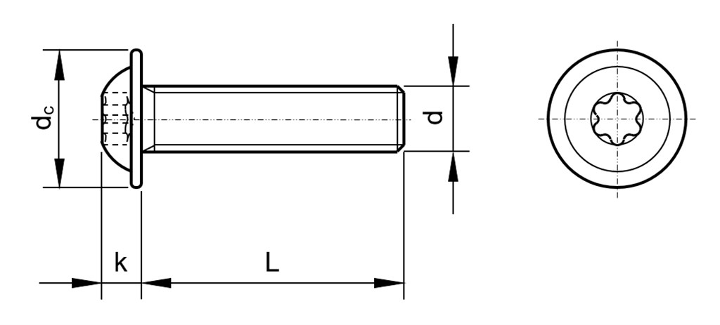 ISO7380-2 M8x30 RVS A2 Binnenzeskant laagbolkopflensschroef met T-ster