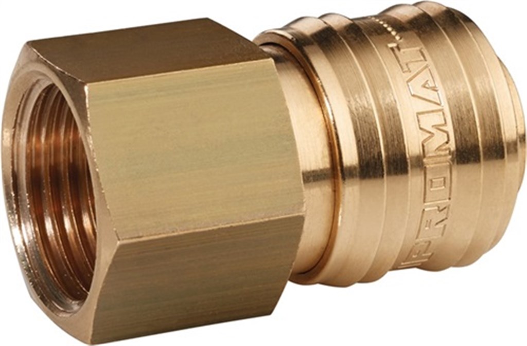 PROMAT Snelkoppeling DN 7,2 binnenschroefdraad messing blank schroefdraad G 3,8 inch 15,39 mm