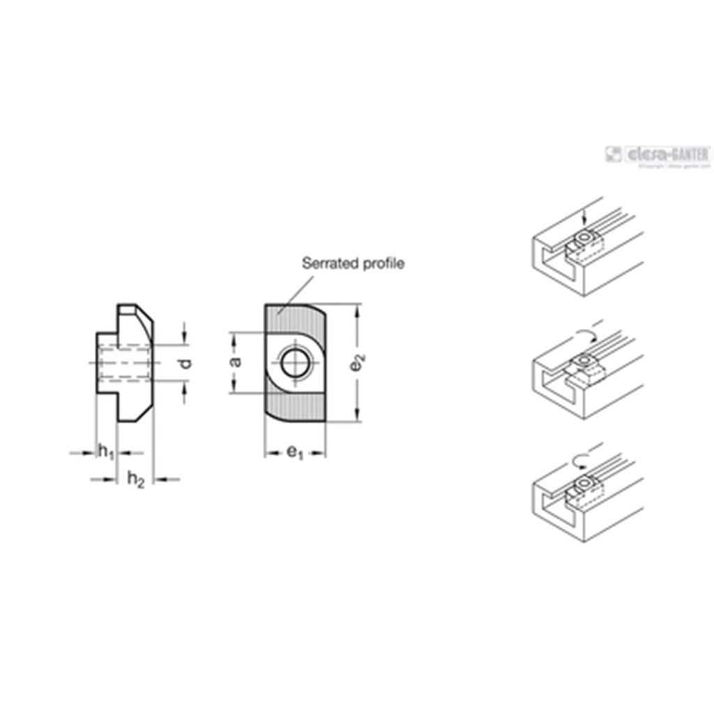 GN 505-10-M8-MB Ganter T-moer