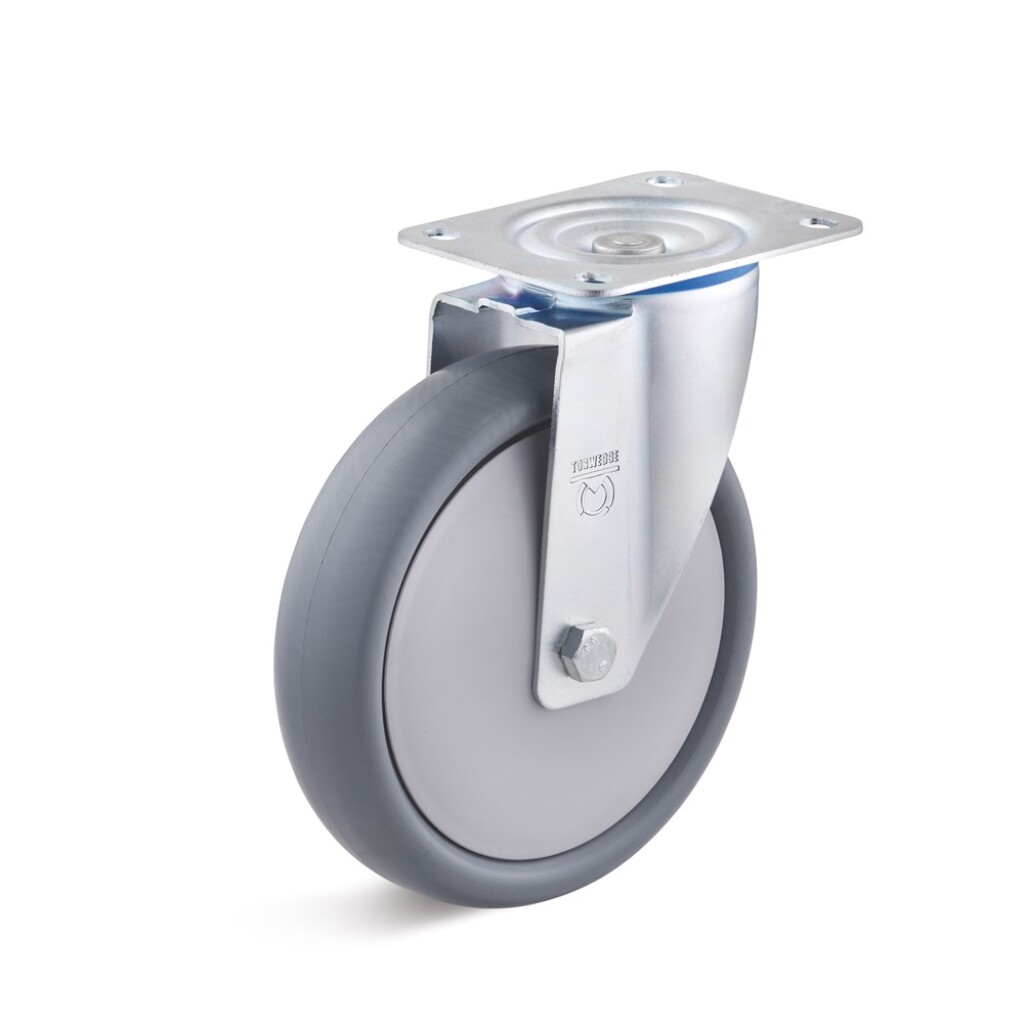 L-IL-TPBK-125-K-3 TORWEGGE Zwenkwiel met plaat, PP velg, TPE rubberband 125mm
