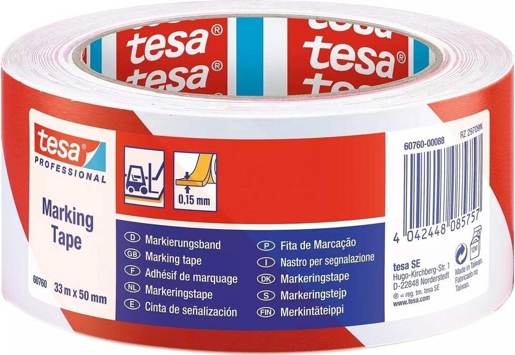 Markeringstape 60760 33m 50mm rood/wit