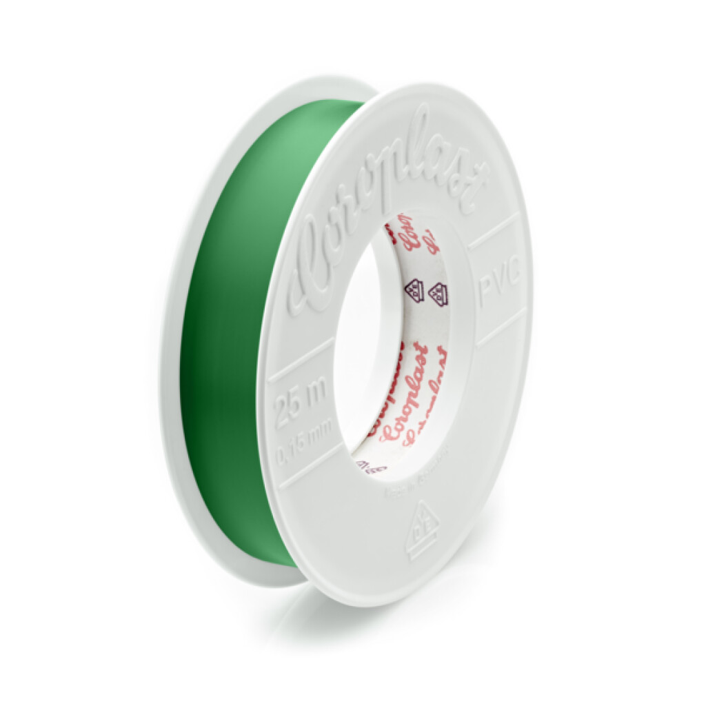 302-19X25 groen Coroplast PVC Isolatietape groen ouderdoms- en weerbestendig breedte 19mm lengte 25mtr