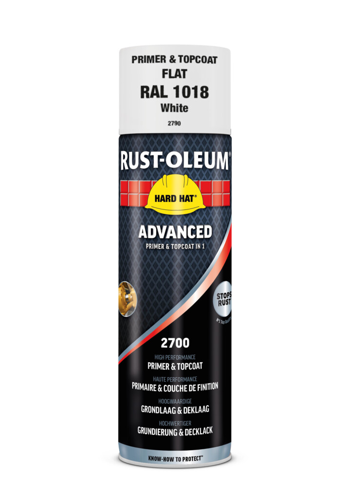 2790 Rust-Oleum Hard Hat Advanced 2 in 1, Wit Ral9018 mat spuitbus 500ml