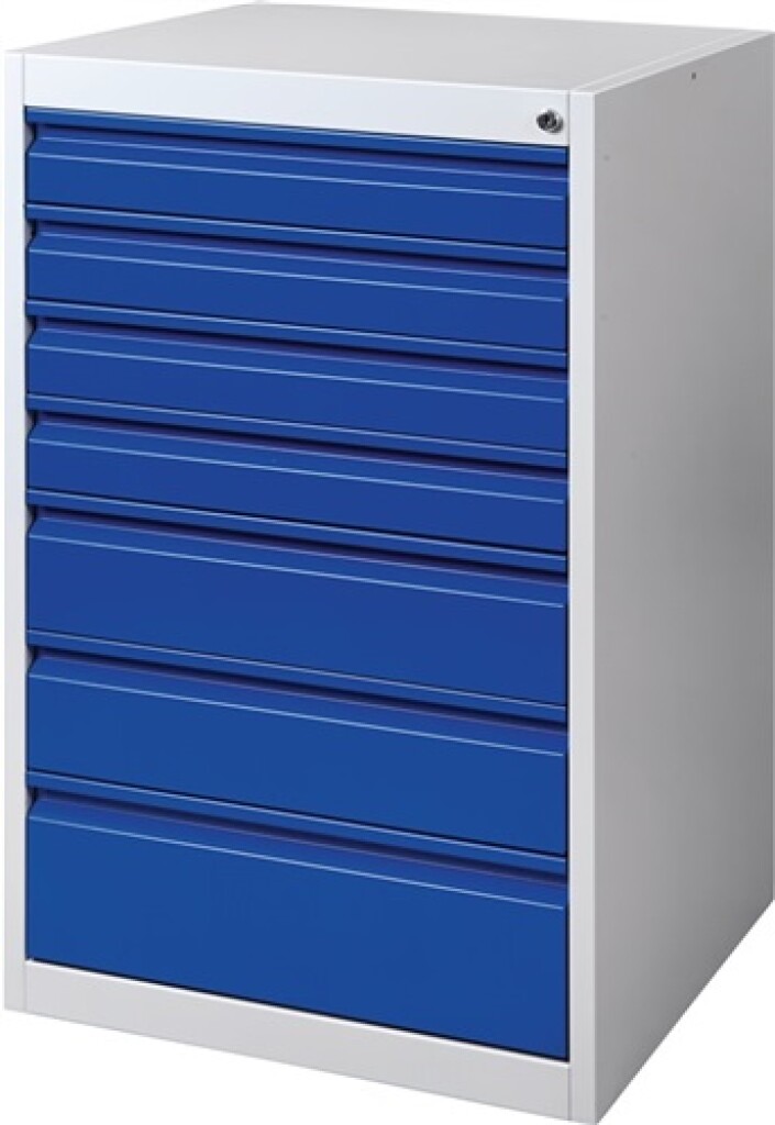 Schuifladekast BK 600 grijs/blauw 7 lade H1000xB600xD600mm standaard uittrekbaar