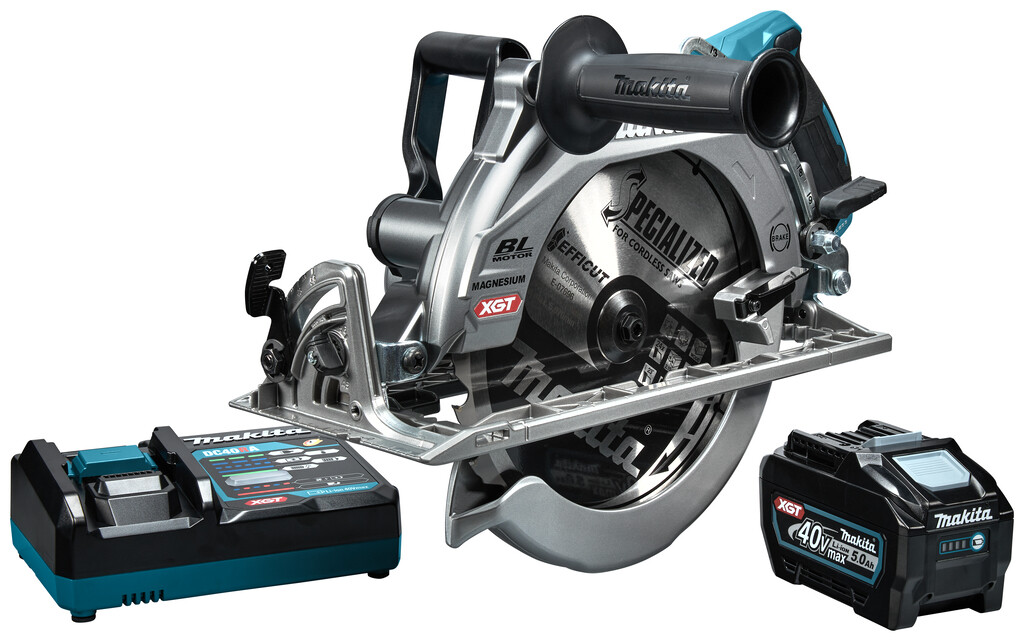 RS002GT101 Makita 40V Max Cirkelzaag 260mm 5,0 Ah accu (1 st), snellader, in doos