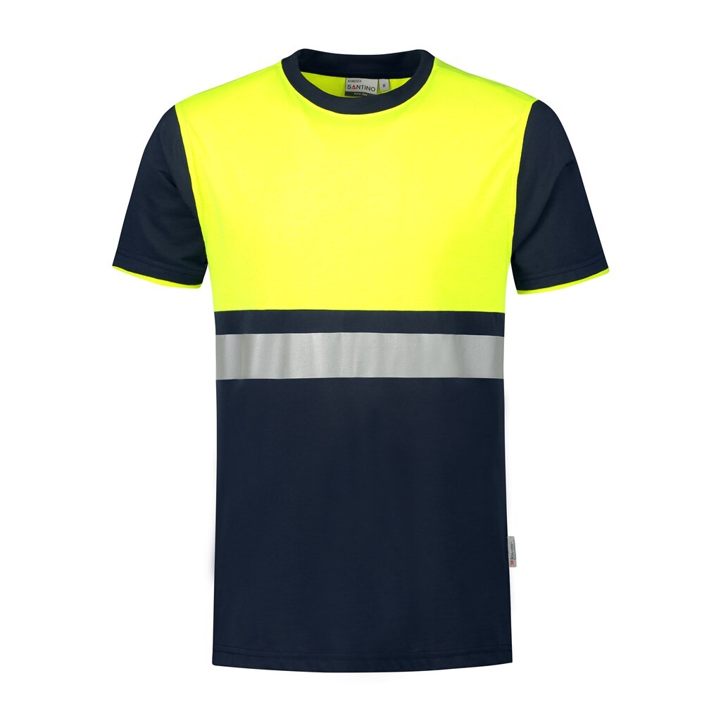 Hannover 3XL SANTINO HiVis-Line T-shirt Real Navy / Fluor Yellow mt.3XL (Unisex, Semi HiVis Regular Fit)