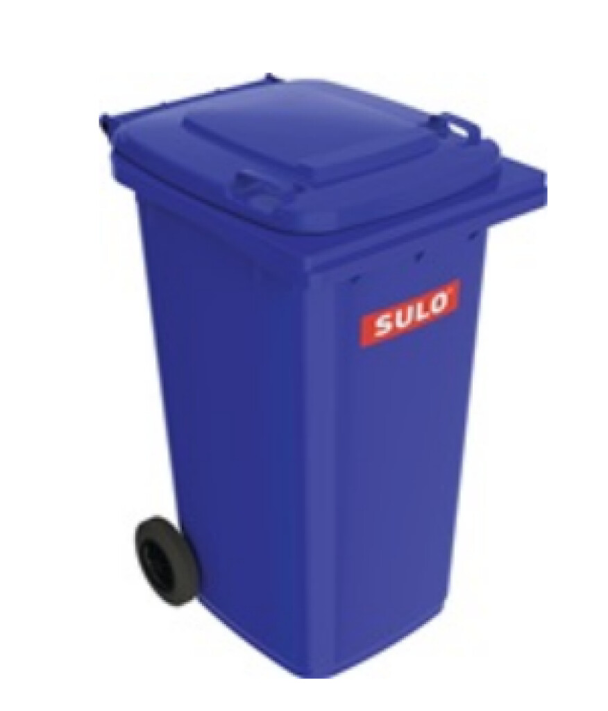 Afvalcontainer 240L blauw V.lage-dichtheid-pe wiel-D.200mm