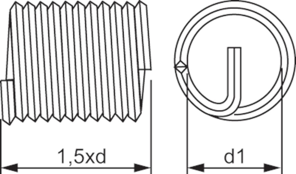 Schroefdraad inzetstukken Phan-coil 28.833 1,5xD UNF 10-32 VPE-50