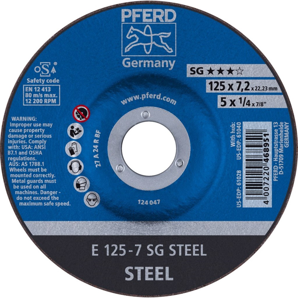 Afbraamschijf staal/RVS E 125-7 SG STEEL