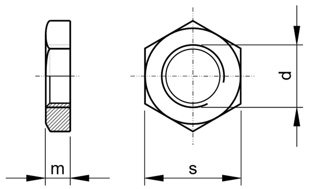 DIN431A G5/8" RVS A4 Zeskantmoer cilindrische pijpschroefdraad