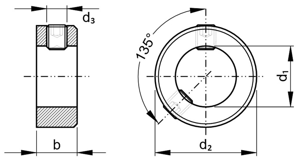 DIN705A/ISO4029 48x70x18mm Automatenstaal Stelring met stelschroef met binnenzeskant en kraterpunt