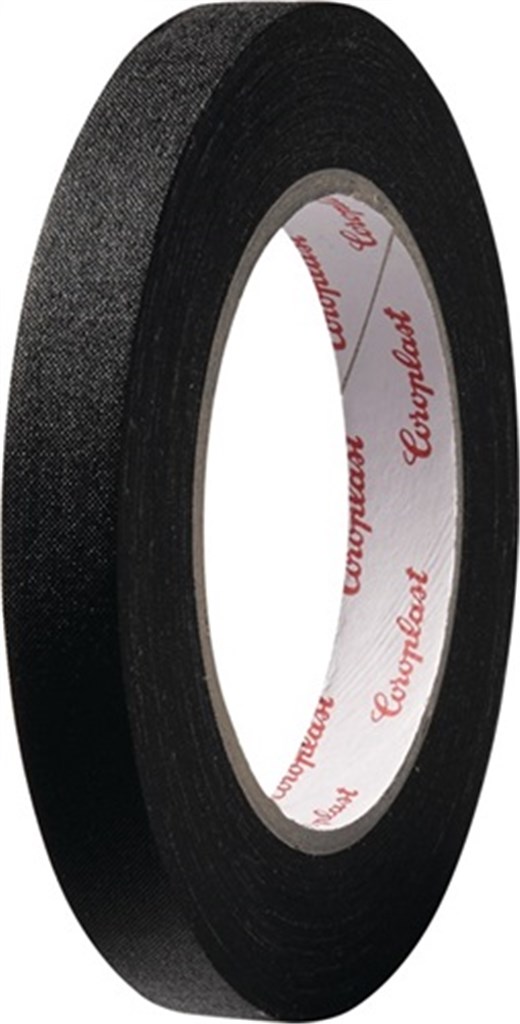 800-19x25 zwart Coroplast corotex textielversterkte tape zwart breedte 19mm lengte 25mtr