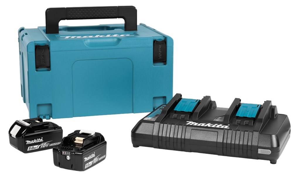 197629-2 Makita Acculader inclusief accu startset DC18RD/2XBL1850B in M-box