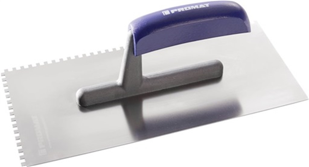 PROMAT Pleisterspaan lengte 280 mm breedte 130 mm vertanding 4x4 RVS m. beuken heft RVS dikte 0,7 mm