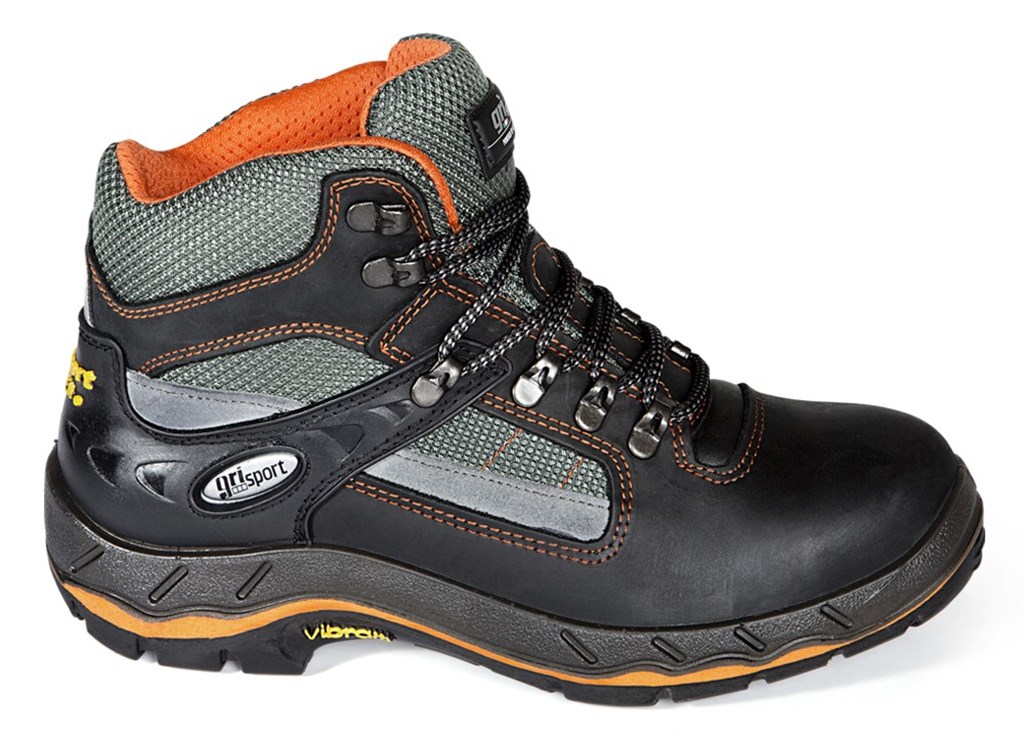 71607 mt.40 Grisport S3 model hoog, unisex veiligheidsschoen Zwart/Oranje SRC