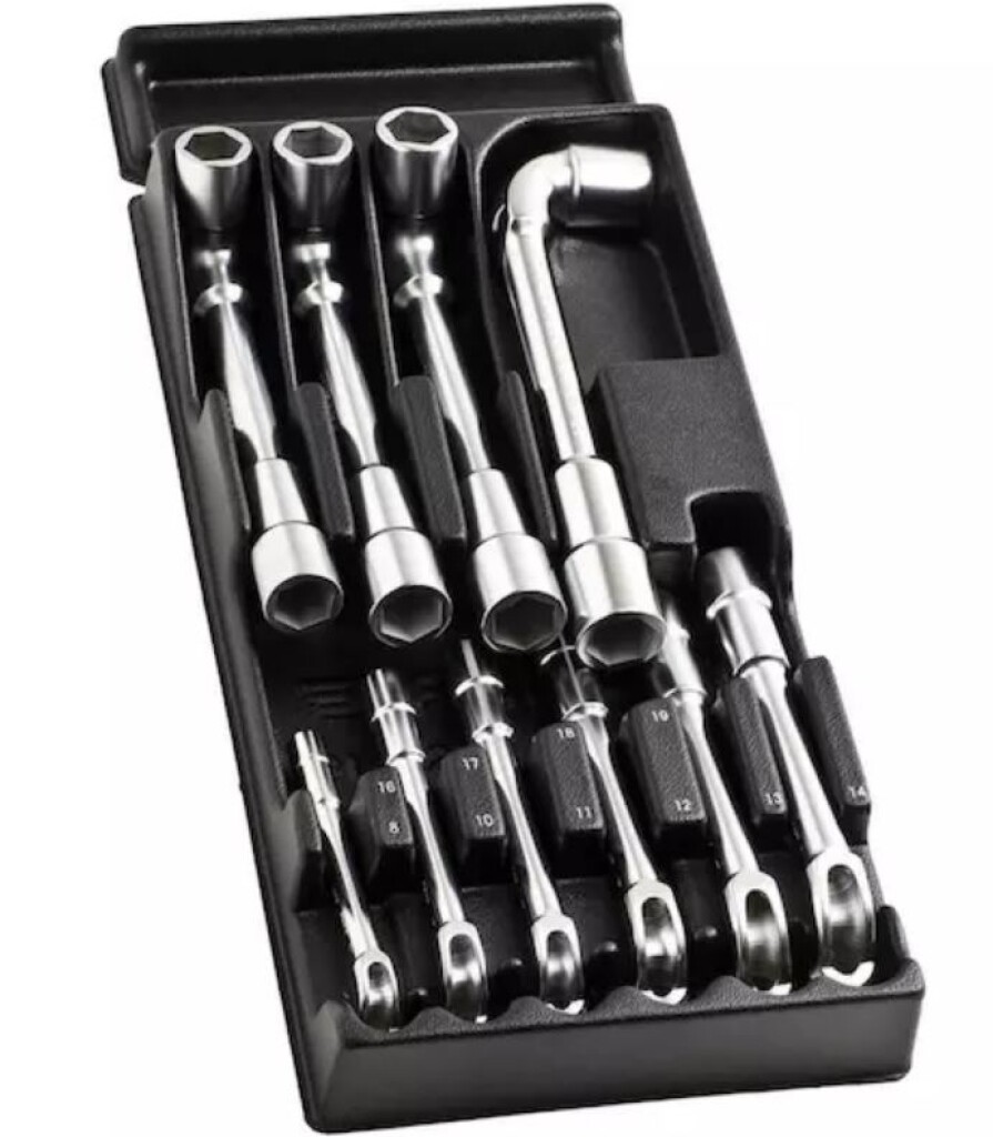 MOD.75-1PB Facom module met 10 gebogen open dopsleutels ogv, 6 kant 8 tot 19mm