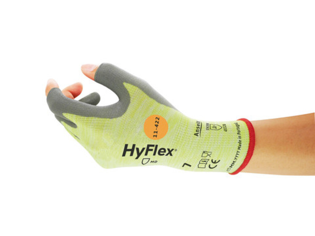 11-422 mt.10 HyFlex Ansell Handschoenen grijs mt.10 Uitstekend comfort en grote beweeglijkheid. Pluisvrije handschoen
