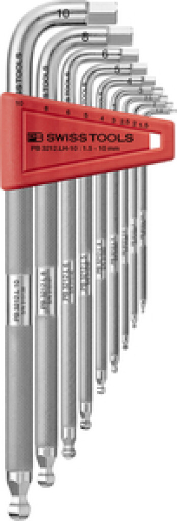 PB 3212.LH-10 PB SWISS TOOLS Safety stiftsleutels met kogelkop, set in kunststof houder 1,5-2-2,5-3-4-5-6-8-10mm