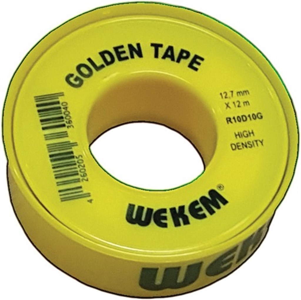 WEKEM PTFE-dichtband Golden Tape geel 100 g/m² L12 m B12,7 mm D.0,1 mm  spoel