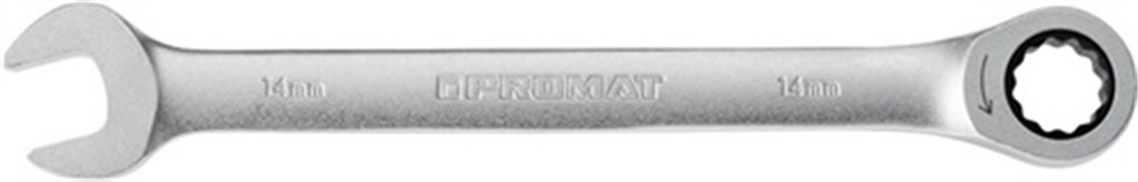 PROMAT Ratel-ring-steeksleutel 4000821492 SW 14 mm lengte 193 mm 72 tanden rechte vorm