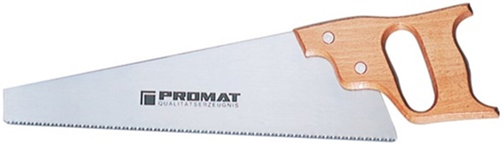 PROMAT Handzaag bladlengte 350 mm 8 tanden per inch v.elektrostaal m.houten greep v.groen/nat hout