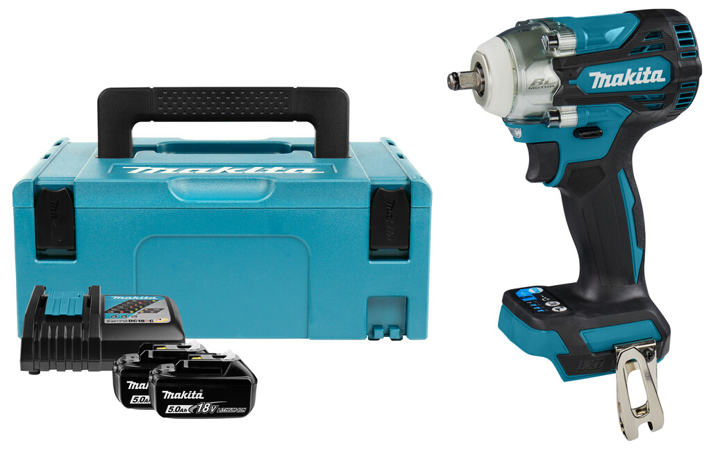 DTW302RTJ Makita 18V Slagmoersleutel 5,0 Ah accu (2 st), snellader, in Mbox