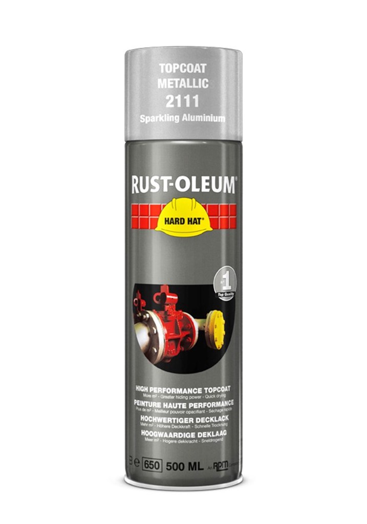 2111 Rust-Oleum Hard Hat deklaag metallic fonkelend aluminium Spuitbus 500ml